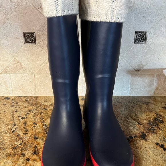 Aldi Serra Tall Rain Boots Women’s Size 8 With Removable Knit Liner Navy Blue - Picture 1 of 11
